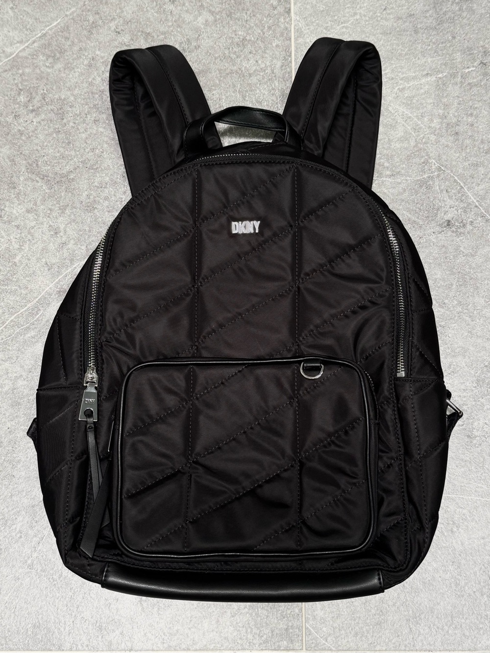 DKNY Black Backpack Quilted Softshell Adjustable Straps